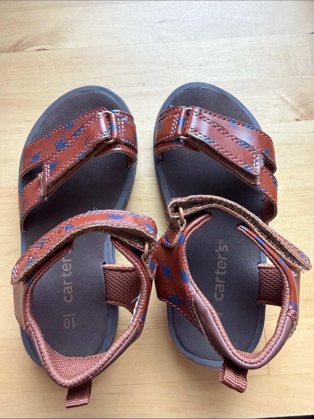 Carter's Toddler Boy Size 10 Brown and Blue Adjustable Strap Sandals